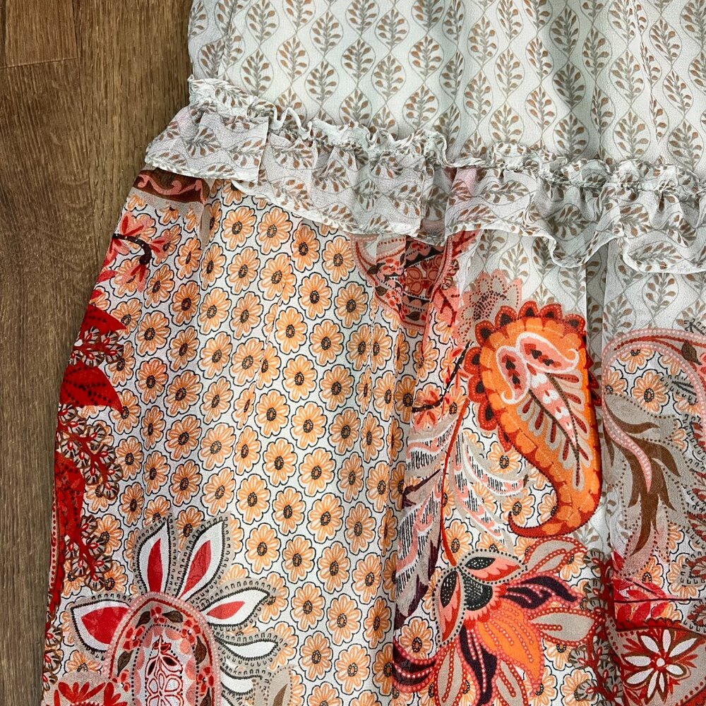 Misa Los Angeles Dionica Dress Paisley Tiered Summer Lace Sz L - Picture 6 of 15